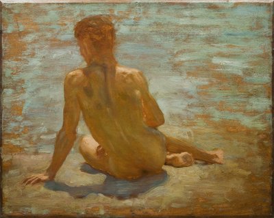 ヌードユースのスケッチ（朝の輝きの研究）、1921年 作： Henry Scott Tuke